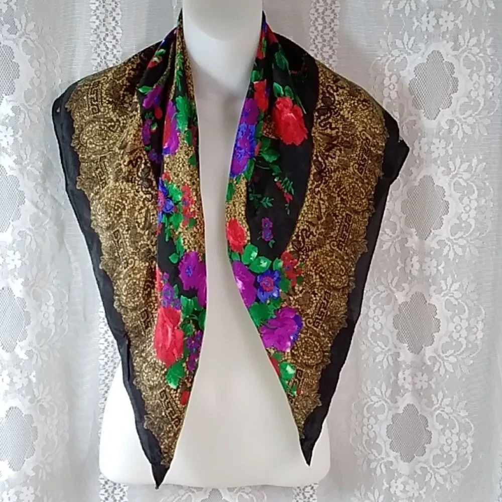 Vintage Silk 100% Women Scarf Size 30x30